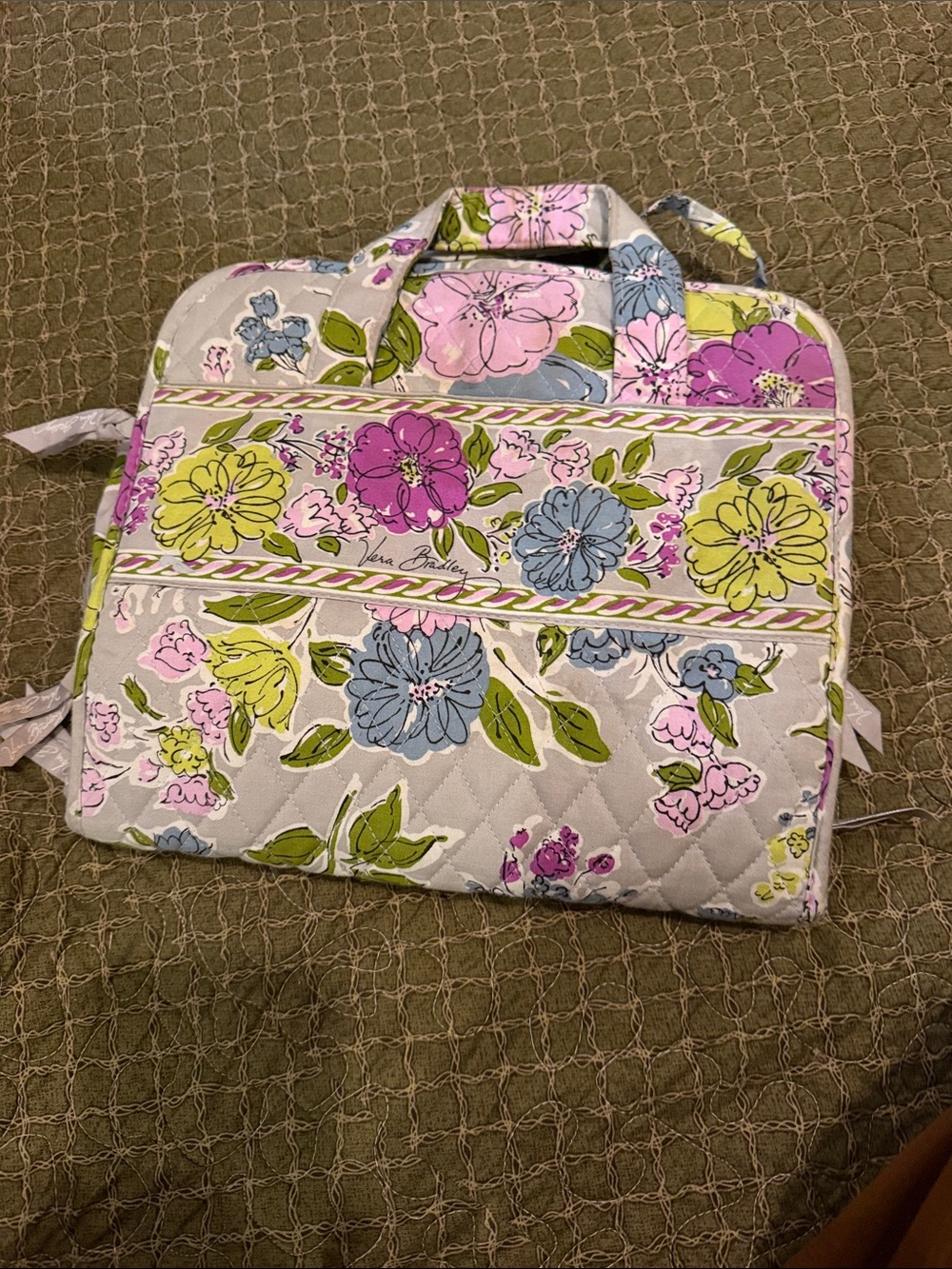 Vera Bradley Quilted Floral Travel Case in Pink, Blue & Green